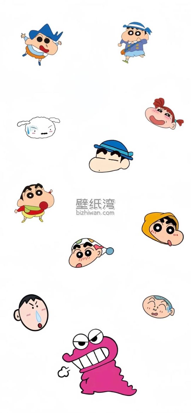 蜡笔小新及其朋友们的多种表情和姿态手机壁纸