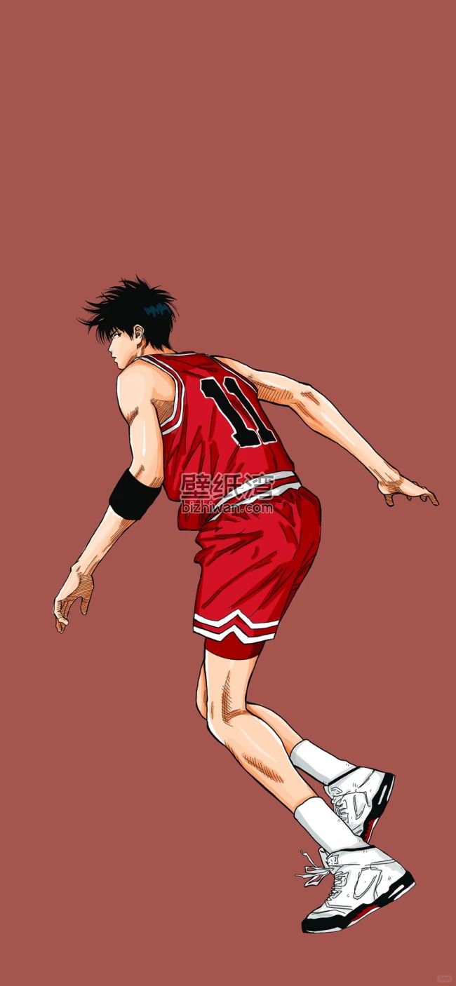灌篮高手穿着红色篮球服在奔跑手机壁纸下载