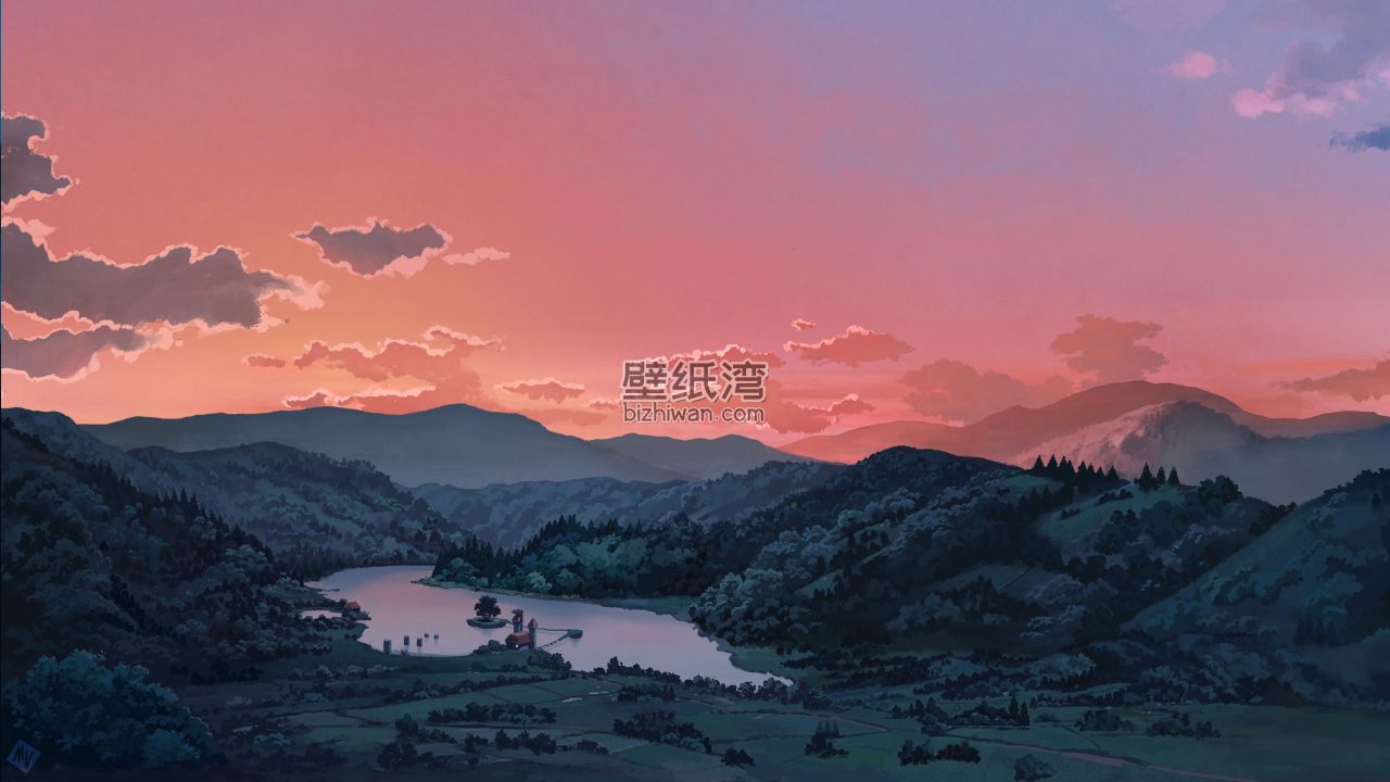 夕阳下的山谷与河流4K电脑壁纸下载