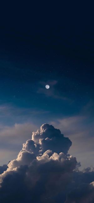 夜空中月亮与云层 手机图片壁纸
