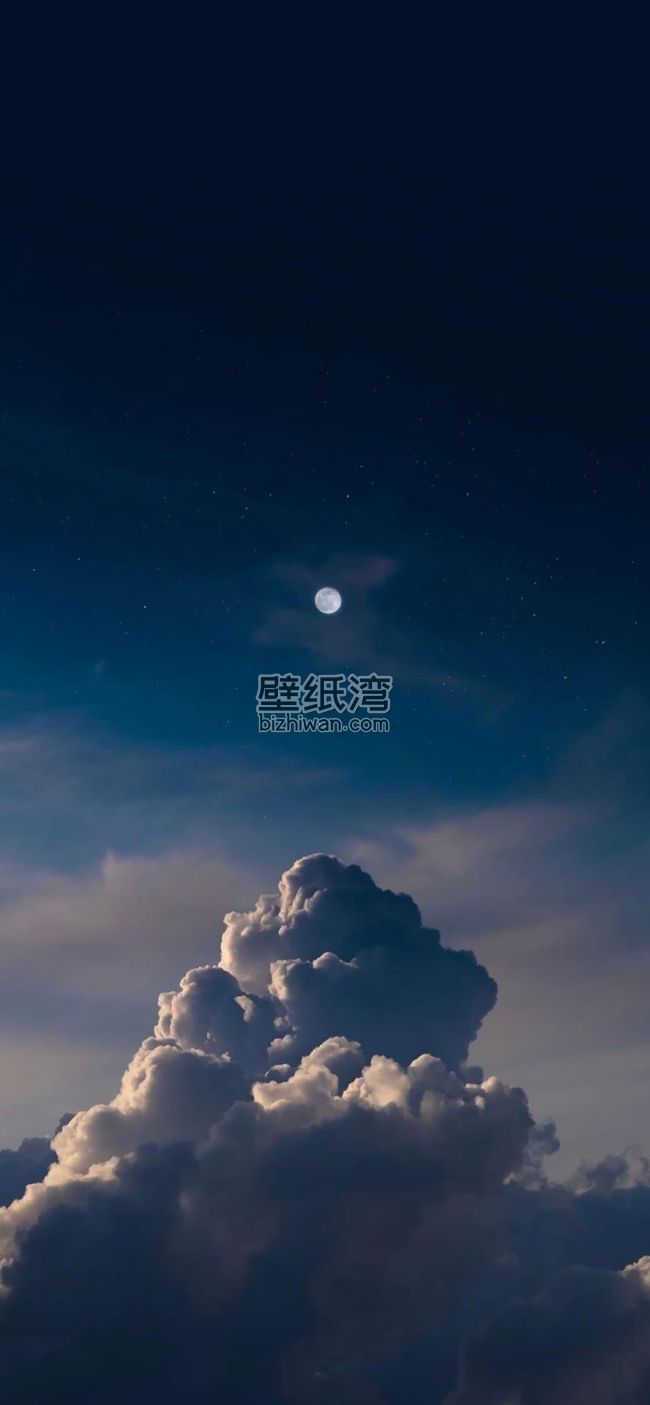 夜空中月亮与云层 手机图片壁纸