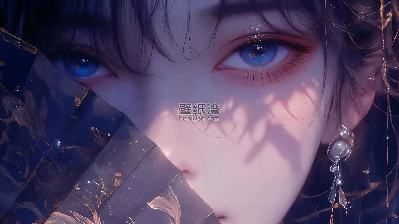 动漫美女 绝美容颜 蓝色眼睛  好看耳环透明感4K电脑壁纸下载