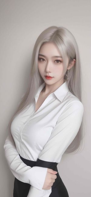 引发美女穿着白色衬衫和黑色短裙 手机壁纸