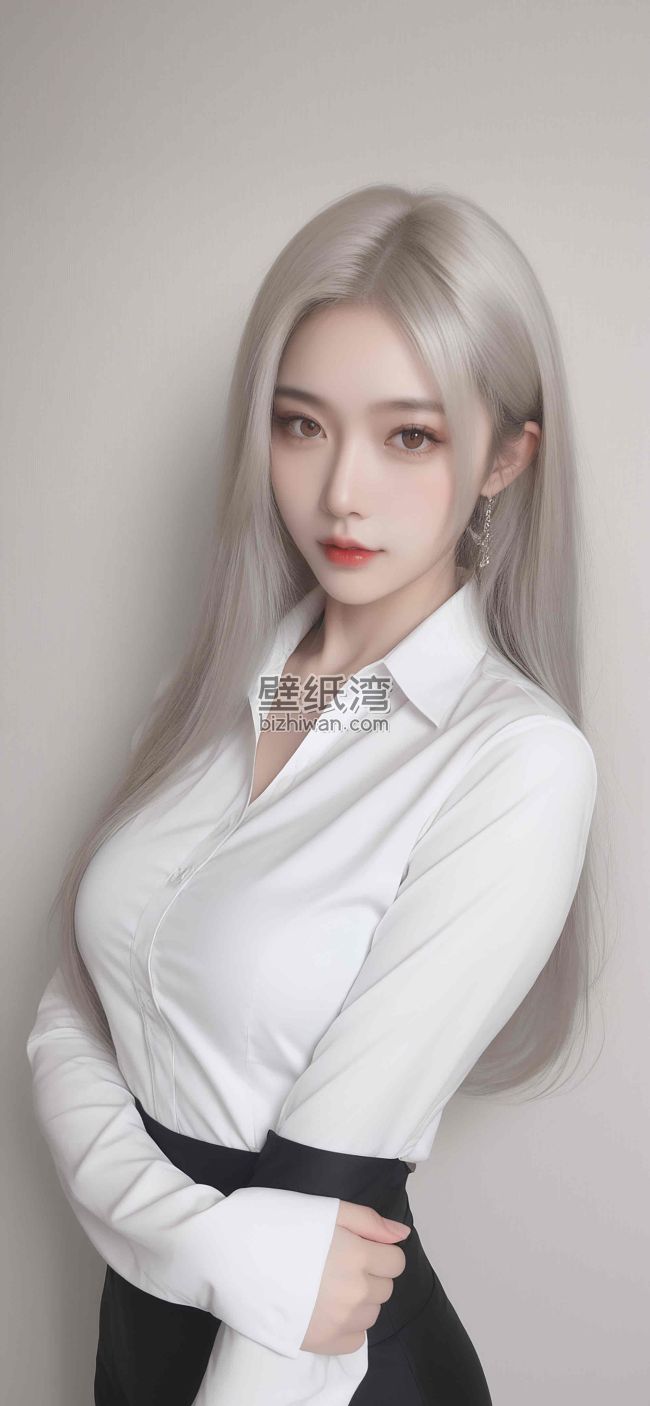 引发美女穿着白色衬衫和黑色短裙 手机壁纸