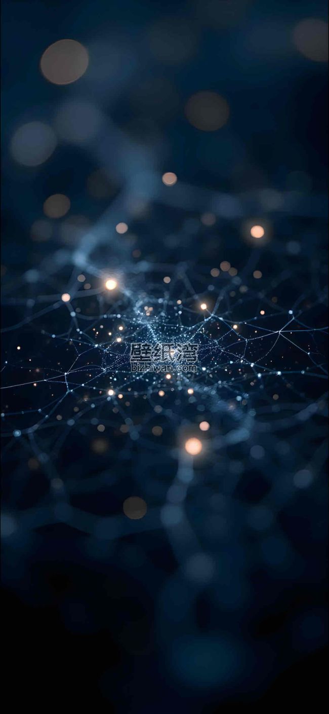 蓝色背景上的发光点和线条构成的网络图案