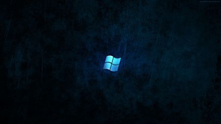 深蓝色背景中的Windows标志 电脑壁纸