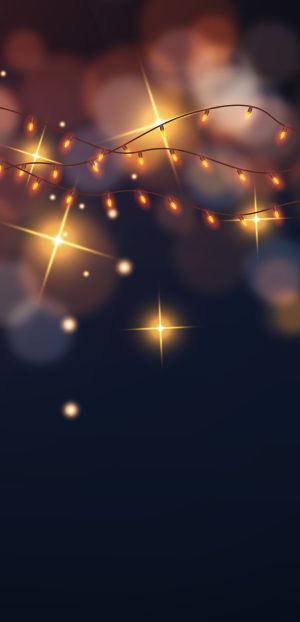 夜晚的灯光串和闪烁的星星手机壁纸下载