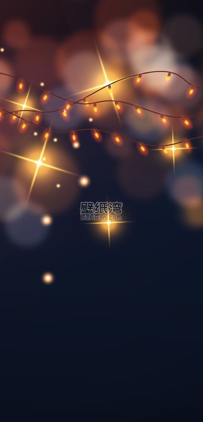 夜晚的灯光串和闪烁的星星手机壁纸下载