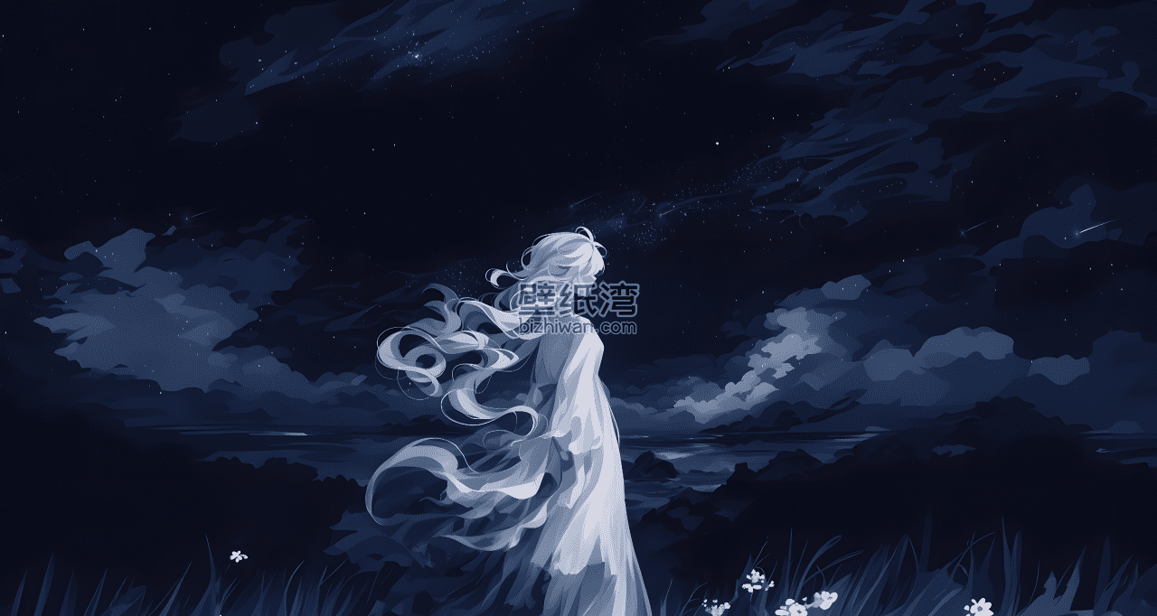 原神 芙芙 夜晚星空下的长发女子 6K电脑壁纸