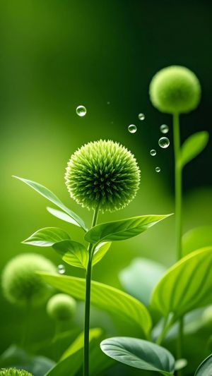 绿色植物上的水珠特写手机壁纸下载