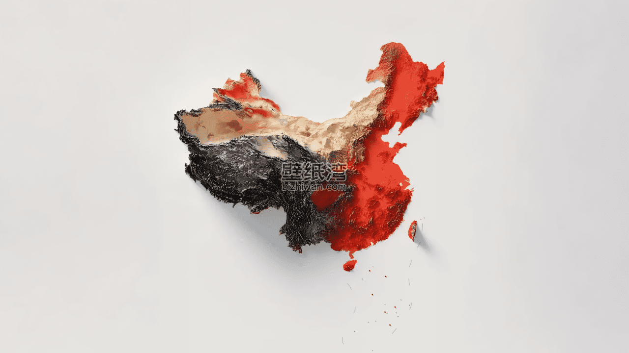 中国地图形状的抽象艺术图案 4K图片壁纸