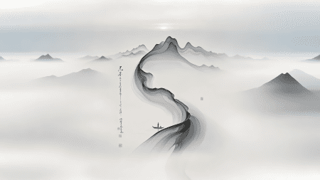 中国风山水 云雾山峦 4K高清电脑壁纸图片