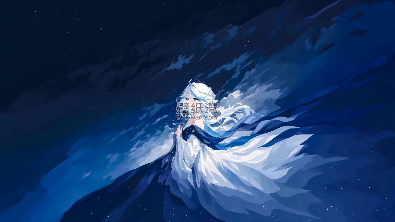 《原神》芙宁娜 星夜 蓝色 4K壁纸图片 3840x2160