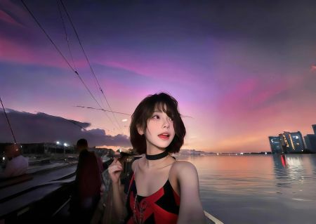 黑色吊带少女壁纸 暮色城市 4k壁纸图片