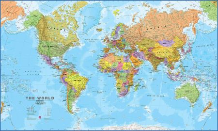 世界地图，展示各大洲和国家的地理分布 4k超清世界地图图片