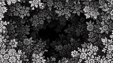 黑白花卉图案背景图片壁纸