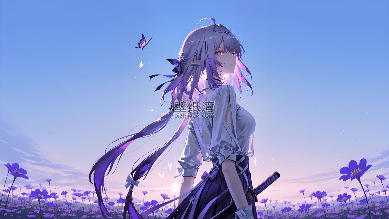 崩坏：星穹铁道-紫色花海， 花田，手持长剑 8K壁纸