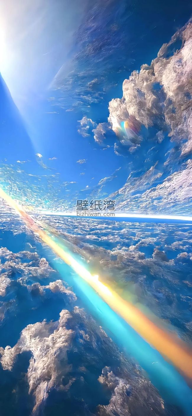 蓝色天空中的彩虹与云层图片壁纸
