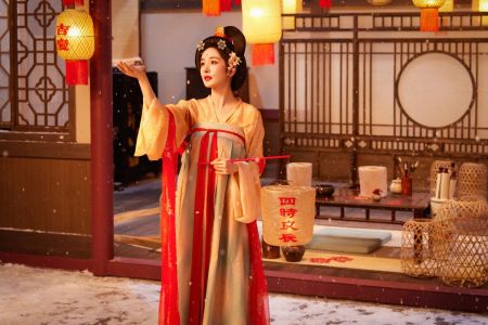 杨幂身穿汉服手持灯笼古风房间壁纸
