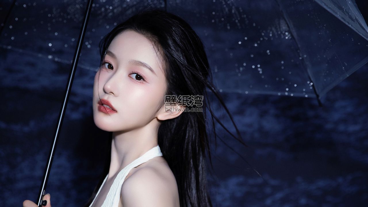 撑伞的清纯美女回眸4k壁纸3840x2160