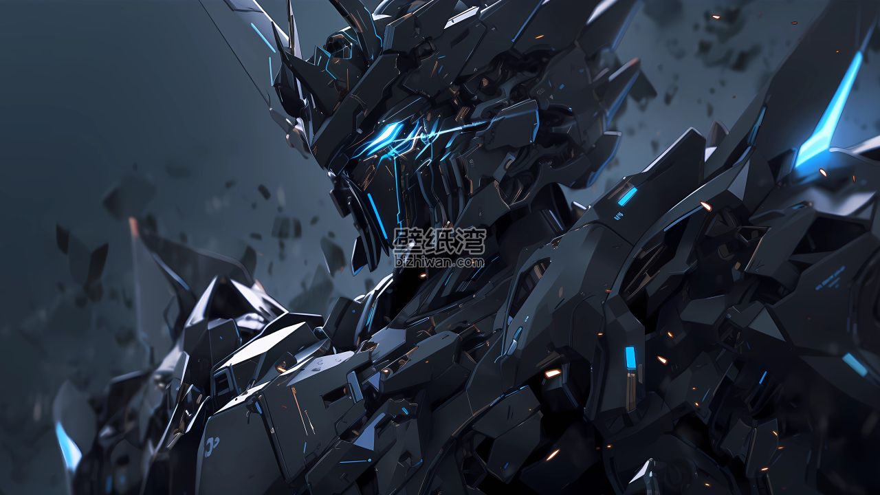 黑色机甲 蓝色眼睛 4K电脑壁纸3840x2160