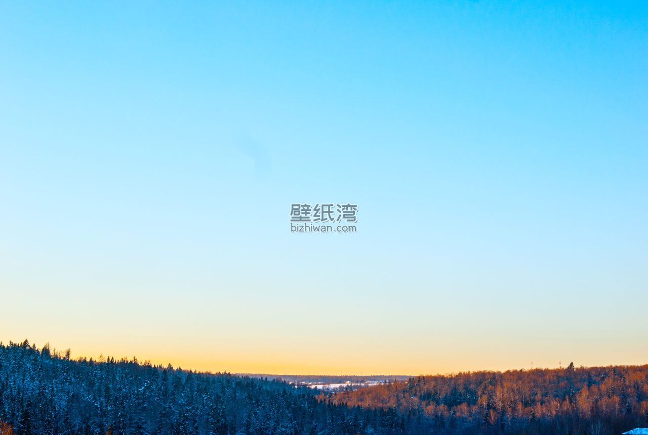 天空 森林 简洁蓝色 风景 电脑图片壁纸