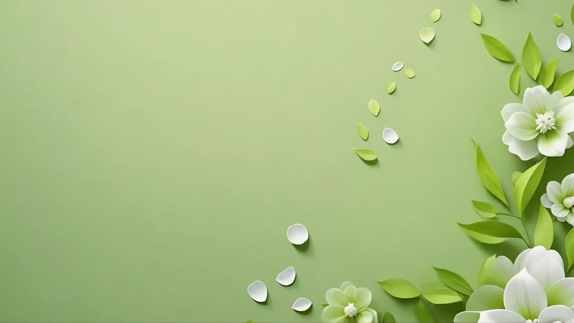 花瓣 绿叶 绿色护眼电脑壁纸图片