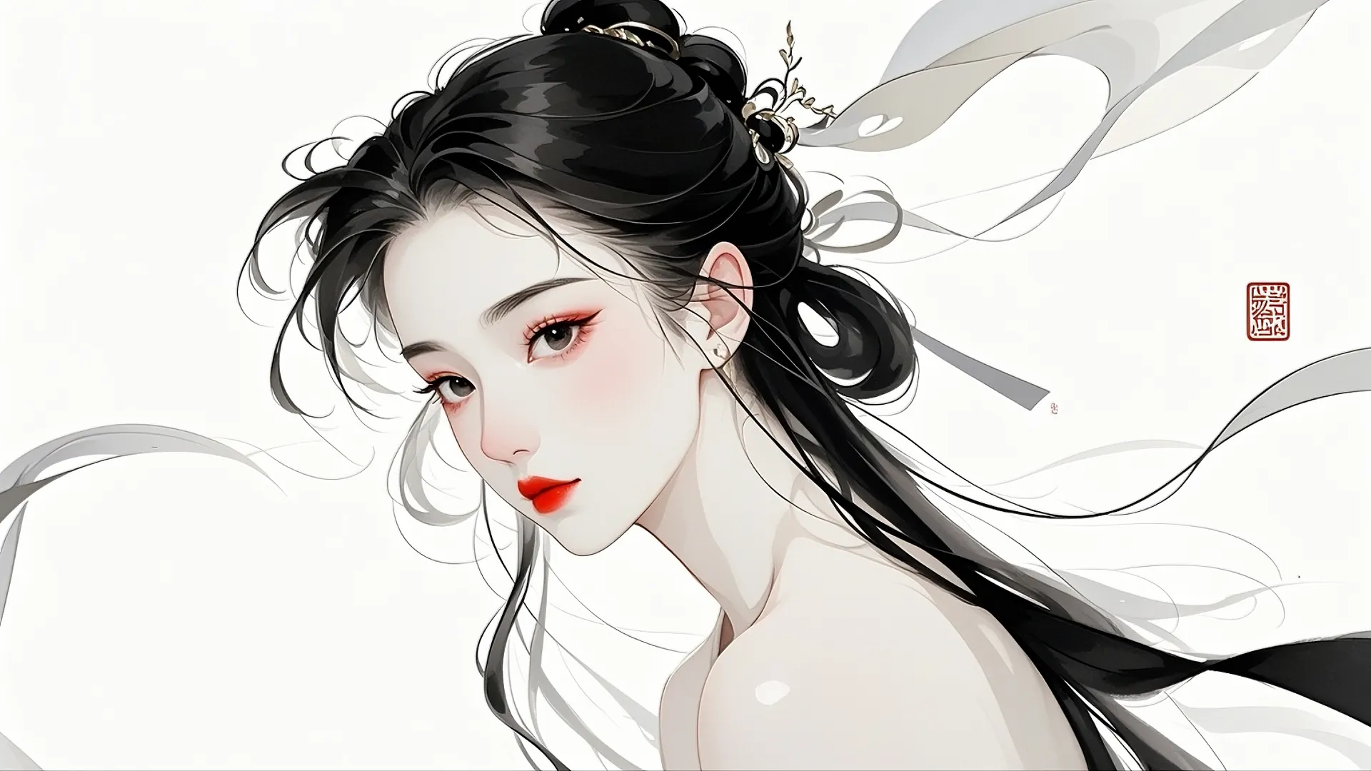古风美女 极简美女画 美女图 性感美女 电脑桌面壁纸